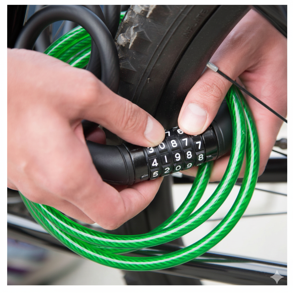 Guaya cadena de seguridad para moto o bicicleta con clave