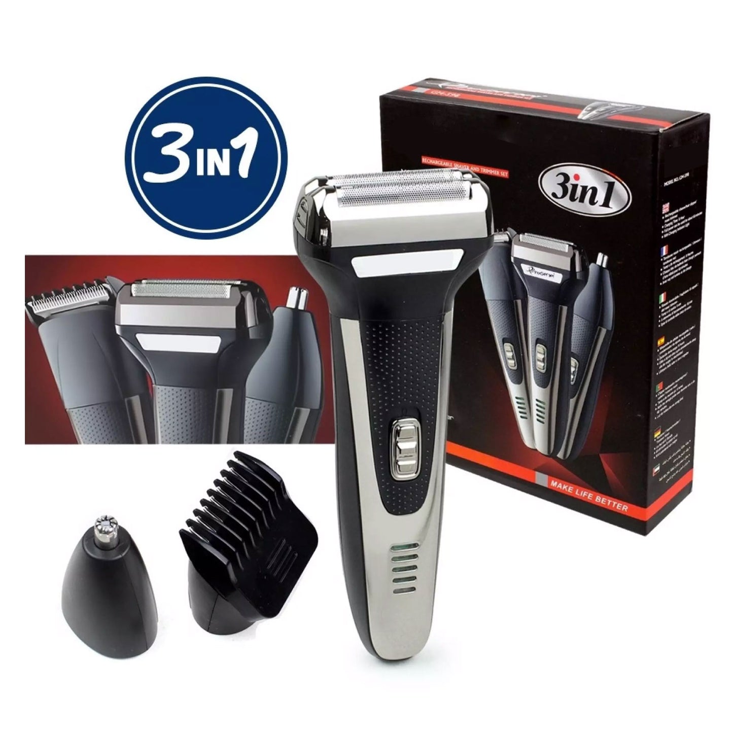 Máquina de afeitar rasuradora 3 en 1 nariz patillas barba