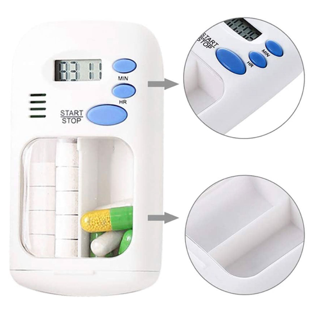 Pastillero con alarma para guardar y recordar medicinas