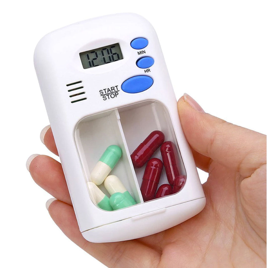 Pastillero con alarma para guardar y recordar medicinas